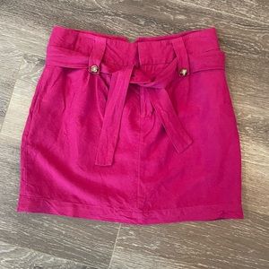 Banana Republic Sz 8 magenta linen skirt with tie